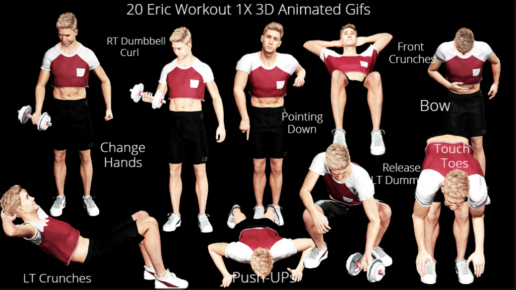 Screenshot of 20 Eric Workout 1X 3D Animated Gifs