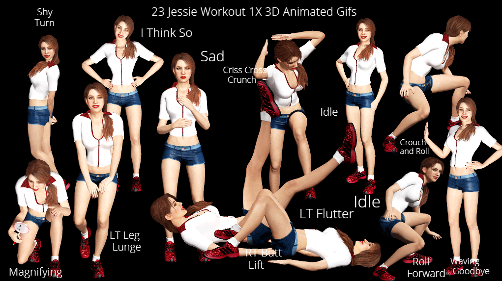 Screenshot of 23 Jessie Workou7t 1X 3D Animated Gifs