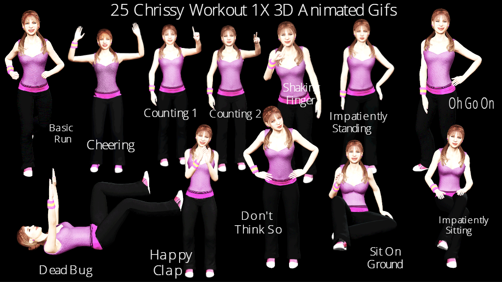 Screenshot of 25 Chrissy Workout 1X 3D Animated Gifs