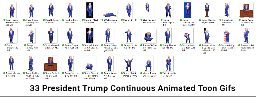 Snapshot of 33 President Trump Continuous Animated Toon Gifs